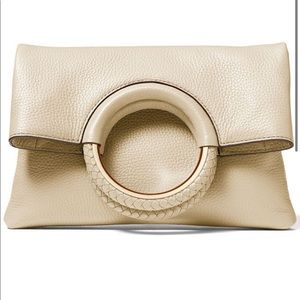 Brand New Unused Michael Kors Rosie Foldover Bag, Medium, Cream Calf Leather